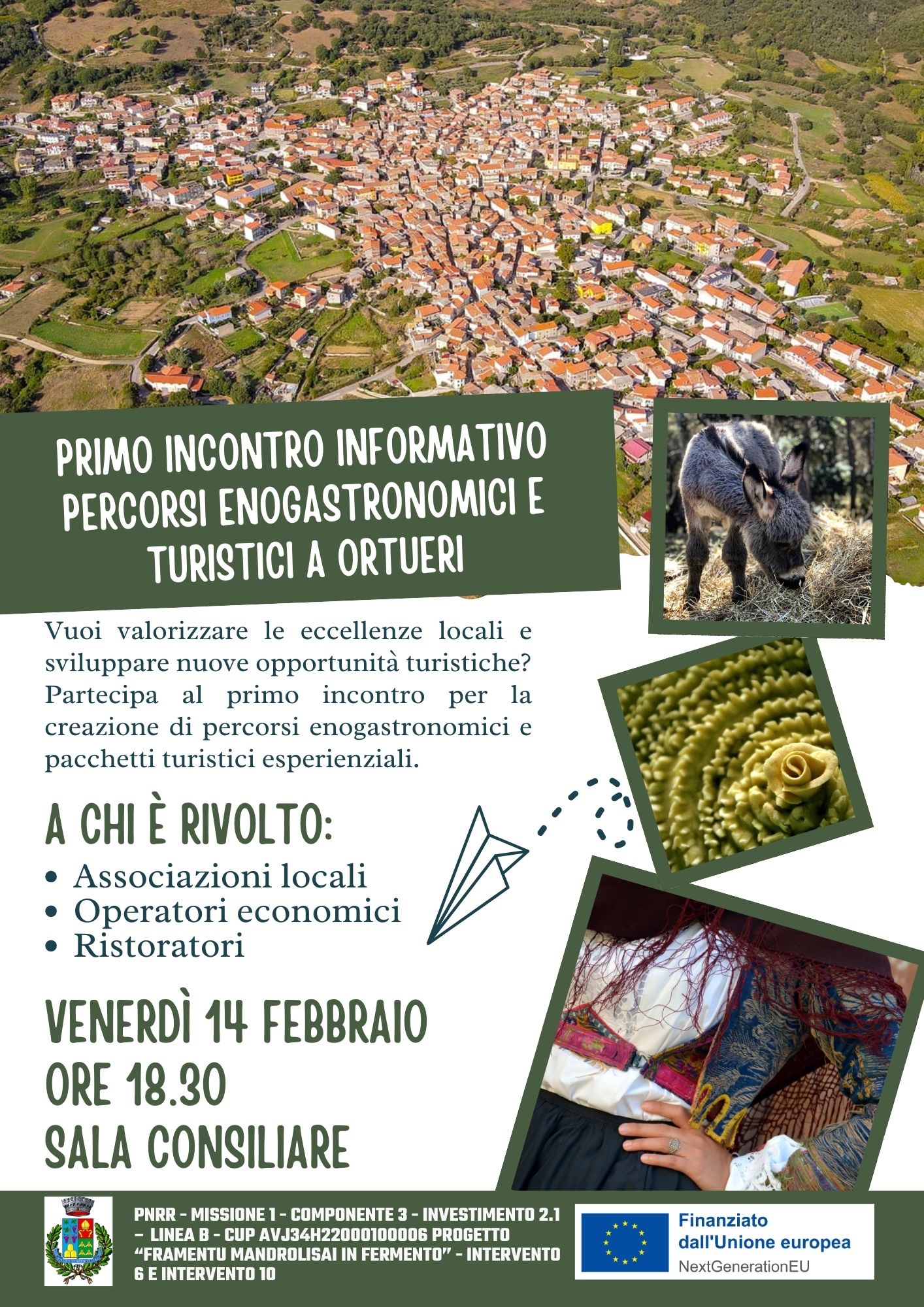 Sviluppo percorsi enogastronomici e turistici a Ortueri. Invito al primo incontro informativo